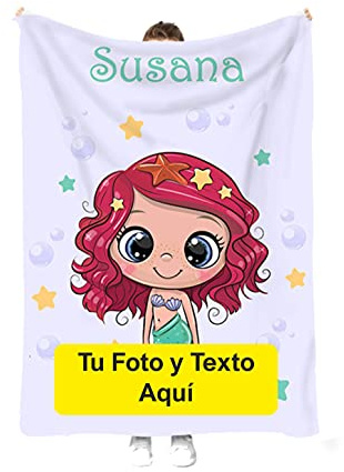 Porras E&B Manta Personalizada Manta Bebe Personalizada Mantas Personalizadas con Foto (70 X 120 CM)