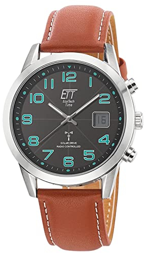 ETT Eco Tech Time Funk Solar Herren Uhr Analog mit digitalem Datum mit Leder Armband EGS-11499-22L