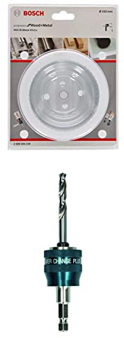 Bosch Professional Hole Saw Progressor for Wood & Metal (Ø 102 mm) + 1x Power Change Plus Adapter (Socket 3/8 hexagonal shank, HSS-G Drill Bit Ø 7.15 x 85 mm)