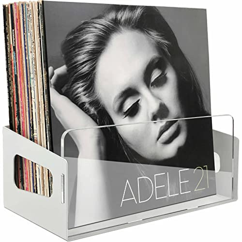 Arriart Vinyl Record Storage - Wall Mount Record Display Holder, Acrylic Vinyl Record Album Shelf, Fits 40 Albums, White