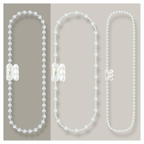 EFIXS Rollokette aus PVC (Bedienkette) – mit 5 Kettenverbinder - Länge 10 Meter - 4,5 x 6 mm - für Rollos, Jalousien, Lamellenvorhänge, Farbe: Weiss