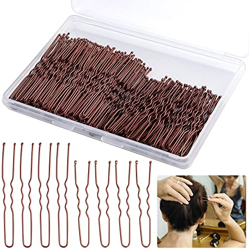 200Pcs 2.4 & 2Inches Hair Pins for Buns Hair Bun Pins Bun Hair Pins With Storage Box for Women Girls and Hairdressing Salon (Brown)