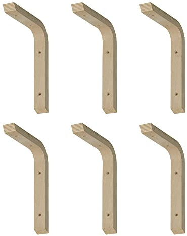 siwitec Schichtholzkonsole Regalwinkel Buchenholz 100x150x28mm 6er-Set | unbehandelte Oberfläche für individuelle Gestaltung, verleimte Holzschichten für Stabilität, 4 Bohrungen Ø3,5 mm