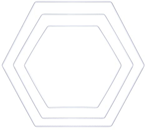 Rayher Metallformen Hexagon, weiß, sortiert, Box 3 Stück, je 1x 20 cm, 25 cm, 30 cm, Metallringe, Drahtformen zum Basteln, für Wickeltechnik, Floristik, Makramee Ring, 25219102