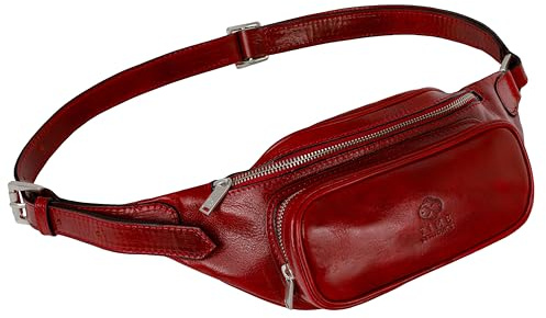 Bauchtasche Leder - Damen und Herren Bauchtasche - Zeitlose Gürteltasche - 100% Leder - Italienische Handwerkstradition - Rot - Time Resistance