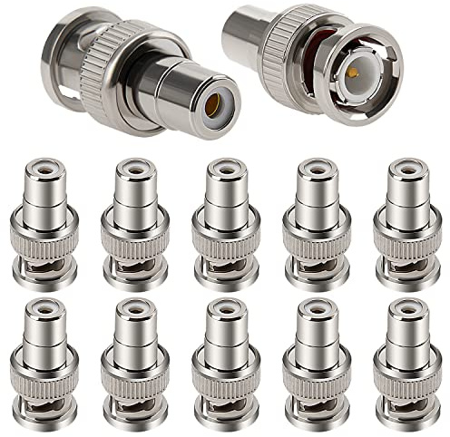 KUOQIY 10 Stücke BNC Stecker auf RCA Buchse Adapter, Metall Anschluss für CCTV Kamera, Koaxi Koppler Steckeradapter