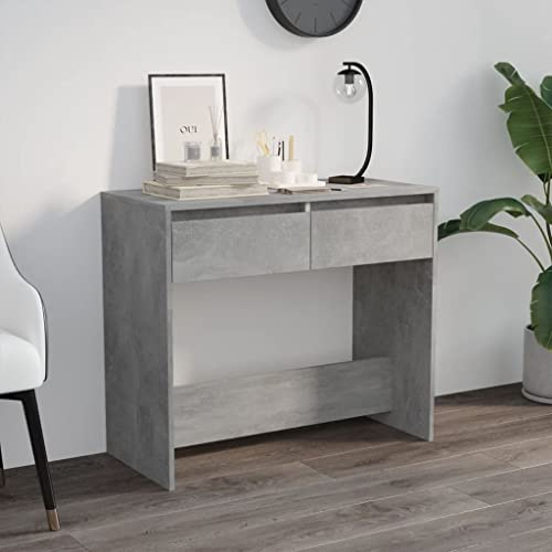 homiuse 89x41x76,5cm Konsolentisch Betongrau Holzwerkstoff Sideboard Wohnzimmer Beistelltisch Regal Schwarz Bartisch Konsolentisch Schmal Kleines Regal Industrial MöBel Sideboard Holz 2 Schubladens