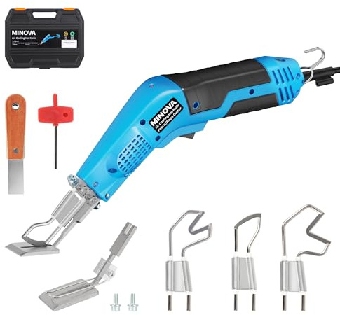 MINOVA Styroporschneider KD-7A-3 Air Cooled Pro Elektrische Hitzemesser Stoffschneider Seilschneidewerkzeug Kit mit Klingen & Zubehör Seil-Stoffschneider