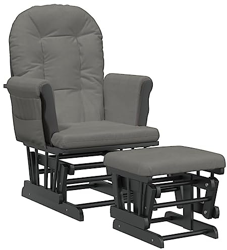 vidaXL Schaukelsessel mit Hocker, Schaukelstuhl für Kinderzimmer Schlafzimmer Wohnzimmer, Relaxsessel mit Gleitfunktion, Gleitender Schaukelsessel Relaxstuhl, Dunkelgrau Stoff