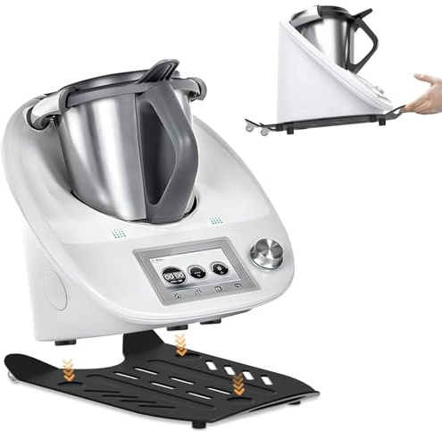 Raweao Gleitbrett für Thermomix TM6, Rollen Brett für Thermomix Gleitbrett TM6, Metall Küchenmaschine Slider passend für Thermomix TM5 TM6(Schwarz)
