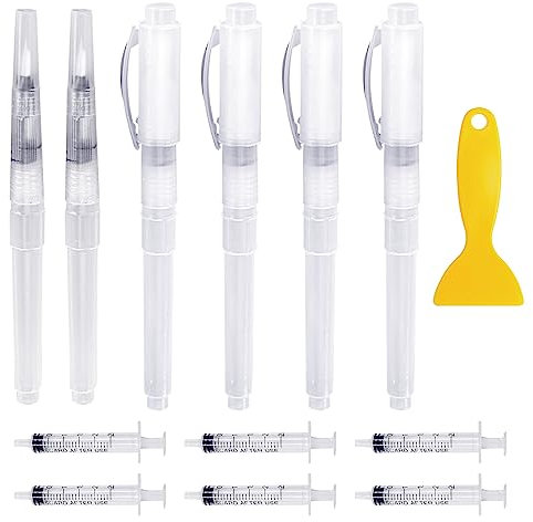 6 stylos de peinture de retouche, 6 pièces de seringues de 2,5 ml, 1 grattoir, accessoires de réparation murale, Pinceaux remplissables, convient pour réparer les murs, les fissures de porte