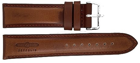 Zeppelin Uhrenarmband Leder cognac mit orangefarbener Naht 22 mm