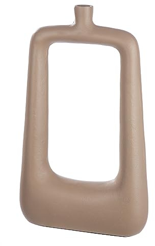 Casablanca große Vase Lochvase - eckige Dekovase aus Aluminium - Deko Wohzimmer Herbst - Dekoration Weihnachten Geschenk Geburtstag - Farbe: Beige Braun - Höhe 41 cm