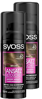 Syoss Ansatz Retoucher Kaschierspray Braun Stufe 1 (120 ml), Ansatzspray deckt helleren und grau nachwachsenden Ansatz ab, Ansatzfarbe hält bis zur nächsten Haarwäsche, 2x 120 ml