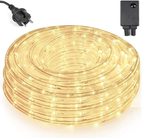 COSHANO Tira de luz Led para jardin exteriores manguera color blanco calido navidad, decoracion, fiesta girnalda exterior - interior waterproof (6 Metros)
