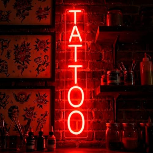 Letrero neón-led personalizado TATTOO - Cartel con colores personalizables - Rotulo interior decorativo luminoso Tatoo