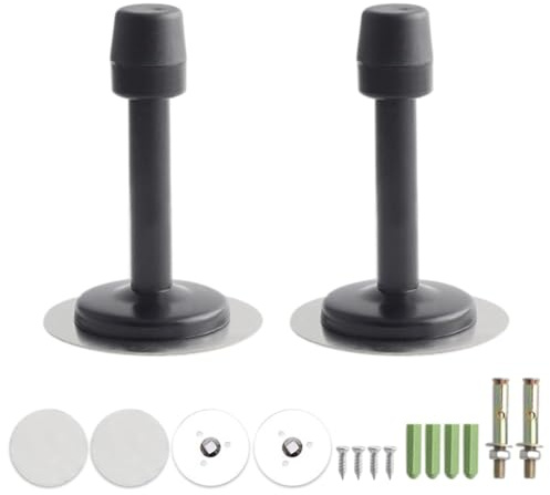 FEEIMOL 2 Stück Hochbelastbare Wandtürstopper mit Sockel Türstopper zur Wandmontage Edelstahl Abstandshalter mit Gummi Spitze Schwarz 80mm
