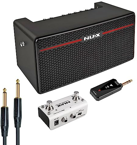 Nux Mighty Space Drahtloser Modeling Verstärker für Gitarre und Bass + keepdrum Klinkenkabel