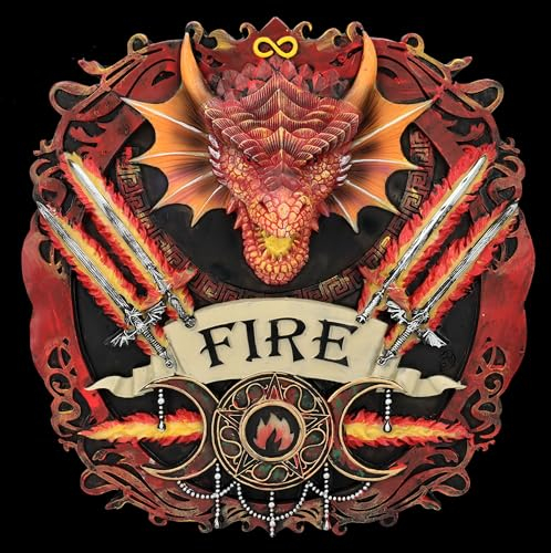 Wandrelief Anne Stokes - Drache Element Feuer 27 cm, Figur Fantasy Deko