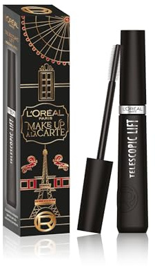 L'Oréal Paris Box Regalo Make Up à La Carte con Mascara Incurvante Telescopic Lift, Ciglia Protette e Fortificate, Tenuta Fino a 36H, Arricchito con Ceramidi, Tonalità: Nero