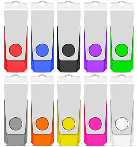 TEWENE Memoria USB de 4 GB USB Stick 2.0 Flash Drive 10 unidades, unidad de pulgar, almacenamiento USB con llavero y adhesivo para ordenadores, coches