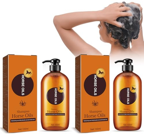 Pferdeöl-Shampoo, Horse Oil Shampoo, Shampoo Gegen Haarausfall Mit Pferdeöl, Pflegendes Pferdeöl-Shampoo, Haarwachstums-Shampoo, Pflege Shampoo, Reinigt Gründlich, Macht Das Haar Flauschig (2 Pcs)