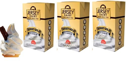 Ice Cream Mix - Soft Serve - Premium Jersey Gold Soft Serve Ice Cream Mix - 3 Packs of 1L Boxes - Superior Creamy Taste - Compartible With Ninja Creami - Home or Commercial Use - 3 x 1L Total