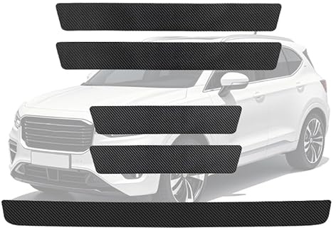 ZKSJFU 5 Stück Auto Einstiegsleisten Schutz für VW T5 2015-2020 2021 2022 2023-pr, Universal Strukturiertes Leder Mit Kohlefaser Kratzfest Lackschutzfolie Schutzfolie Zubehör
