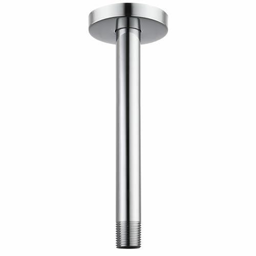 Voolan Duscharm mit Flansch, Deckenmontiertes festes Duschrohr, Gerader Ersatzarm für Regendusche im Badezimmer, Universalanschluss 1/2 NPT (25cm, Rund)