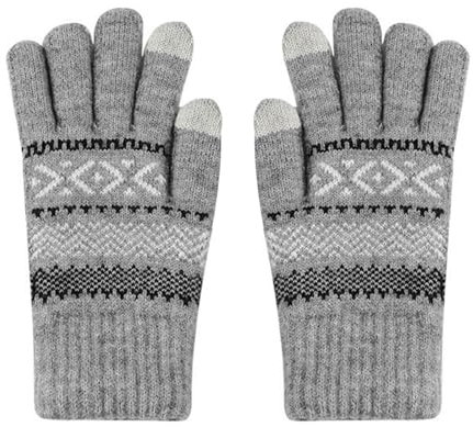 KNXCOXEM Doppellagige, Verdickte Winter-Strickhandschuhe Sowie Warme Handschuhe Aus Samt for Herren Und Damen, Winddichte Touchscreen-Handschuhe Mit Kontraststreifen(G)