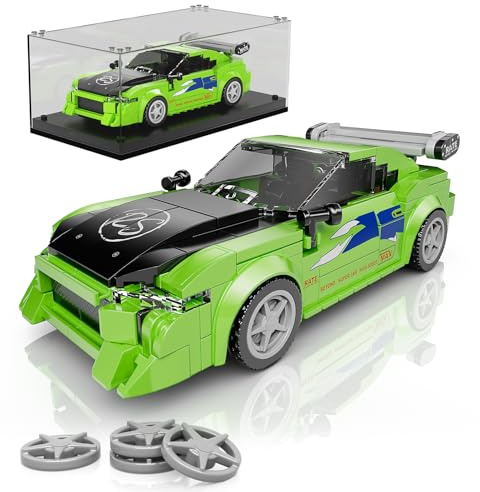 Mould King 27033 Technik Speed Champion Auto Bausteine Eclips Rennwagen Klemmbausteine Sportwagen Bauspielzeug mit Acryl Vitrine Modellautos zum Sammeln (338 Teile)