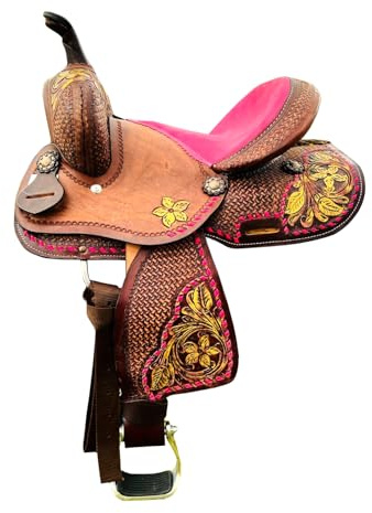 8 Youth - Sella per cavallo Western Pleasure Trail per bambini con sedile in pelle scamosciata ST-100D