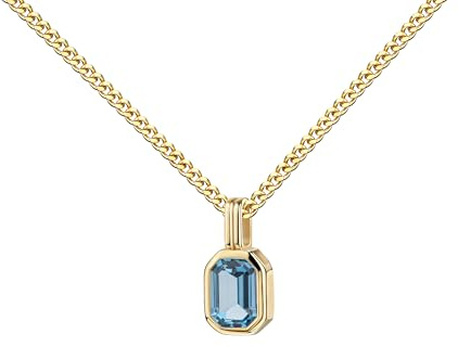 JEVELION Blauer Zirkonia Gold-Anhänger 585 Gelbgold für Damen mit Kette oder ohne Kette wählbar + Schmuck-Etui + Echtheitszertifikat