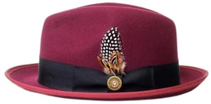 Amagogo Fedora-Hut aus Wolle für Männer und Frauen, Panama-Kleid, Fedora-Hut für/formelle Hochzeiten, Rot