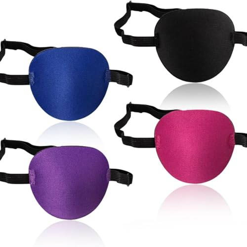 CZAYEFNH 4er-Pack Augenklappe - 3D verstellbare Schlafmaske, geeignet für Amblyopie oder Strabismus, verstellbare medizinische Augenklappe für Erwachsene und jüngere Menschen, für rechtes oder linkes