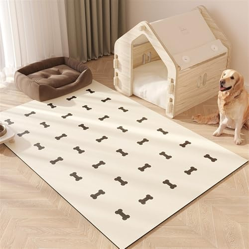GIBZ Fütterung Matte Großes für Katzen Hunde Napfunterlage Rutschfestes Futternapf Unterlage Kunstleder Futtermatte Wasserdichtes Stil 2 60x90cm