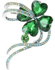 Strass Trifoglio Fiore Arco Spilla Spilla Per Le Donne Moda Argento Cristallo Verde Shamrock Cuore Spille Foglie Spille Risvolto Accessori Per Vestito Fortunato Gioielli San Patrizio, conventionnel