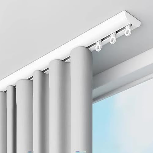 Binario per tenda da soffitto con ganci a rullo, 1,9 m, bianco, sistema di scorrimento per finestra a golfo/camera da letto, scorrevoli inclusi