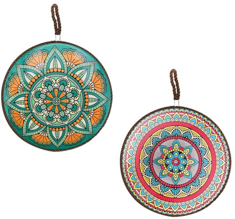 CHSEROK 20cm Untersetzer Keramik, 2 Stück Topf Untersetzer Keramik, Hitzebeständige Coasters, Retro Floral Design für Tassen, Teller, Töpfe und Pfannen