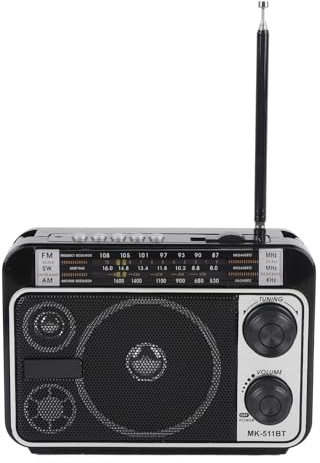 Radio Vintage Portátil, Am FM SW Portable Retro Bluetooth Radio con Antena Ajustable para Viajes Al Aire Libre en el Hogar, Suministro de Energía Dual (Enchufe de la UE)
