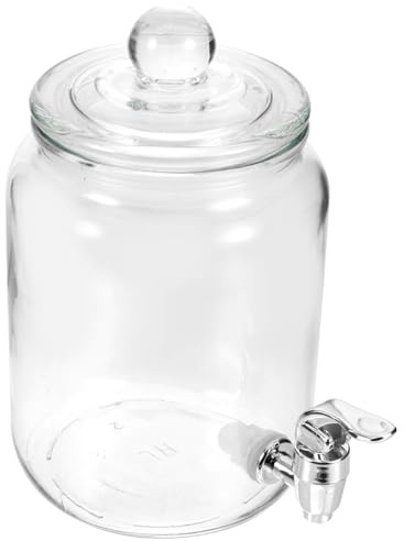 UKCOCO Distributore Di Bevande in Vetro Con Rubinetto Abs Sigillato, Brocca Per Infusione a Freddo Da 2 Litri, Contenitore Per Vino e Succhi, Adatto Per Feste, Bar e Uso Domestico