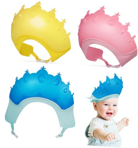 ARTSEWPLY 3 Stück-pack Badehauben für Kinder mit Ohrenschutz und Augenschutz aus Kunststoff Leichtes Material zum Haarewaschen und Baden Zuhause