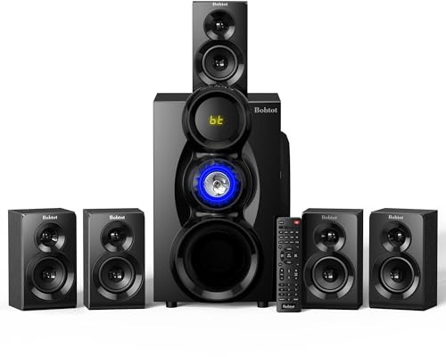 Bobtot Wireless Surround Sound System Home Theater System, 1000W Surround Speakers 8 Subwoofer 5.1/2.1 Channel Deep Bass with ARC Optical Bluetooth Karaoke Input