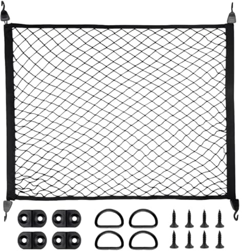 UIEXAY Red Maletero de Coche 60x40cm, Red de Equipaje, Universal Red Maletero Coche con 4 Ganchos, para la Mayoría de los Coches, Negro
