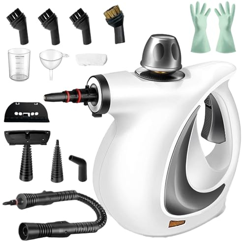 Steam Cleaner, Nettoyeur Haute Pression, Nettoyeur Vaporisateur a Main, Pression de Vapeur de 3,2 Bars avec 12 Accessoires pour Sols, Carrelages, Canapés