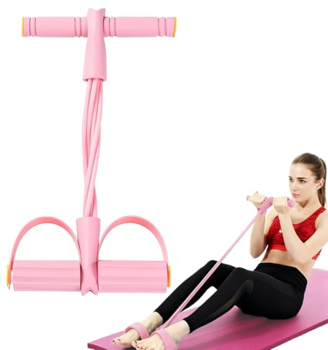Bande de Résistance avec Élastique Musculation 6 Tubes et Double Plateforme - Kit d'Entraînement Multifonction Rose pour Sport Maison, Bras, Jambes et Abdominaux