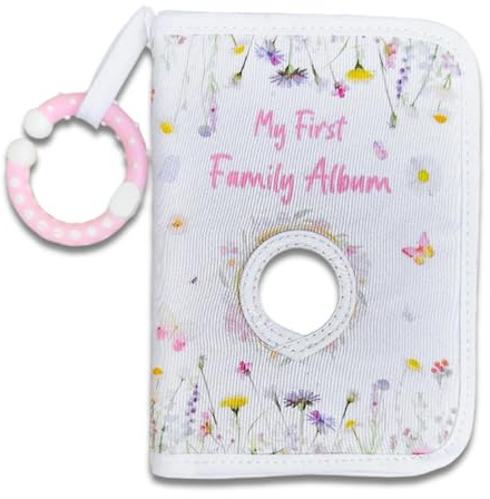 Pink Baby Photo Album, My First Photo Book with Soft Polyester Pages, Cute Cartoon Memory Book for Growth Photos, Portable Hanging Baby Photo Album Safe for Infants & Toddlers