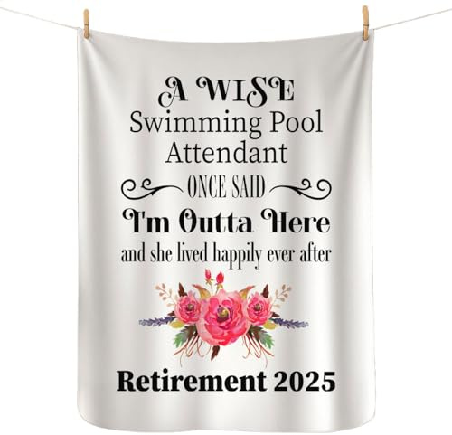 DesiDD Swimming Pool Attendant Retirement Blanket 2025 for Women - Gifts for Retired Boss Manager Farewell Party Decoration for Lady Female Her - Sherpa Fleece 50x60 - Bed Sofa Couch