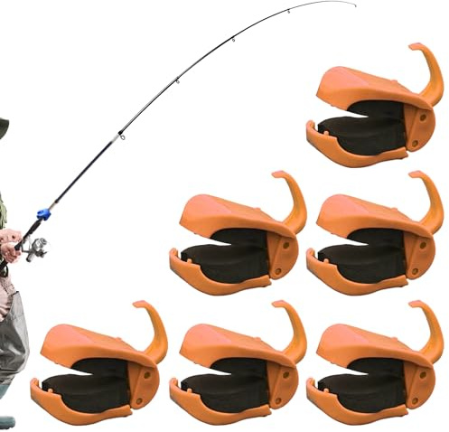 Lot de 6 clips pour canne à pêche - Portable et réutilisable - Antidérapants - Pour les vacances, les fêtes d'anniversaire, la rivière, le lac, le jigge, les trolls, les lancers d'eau douce