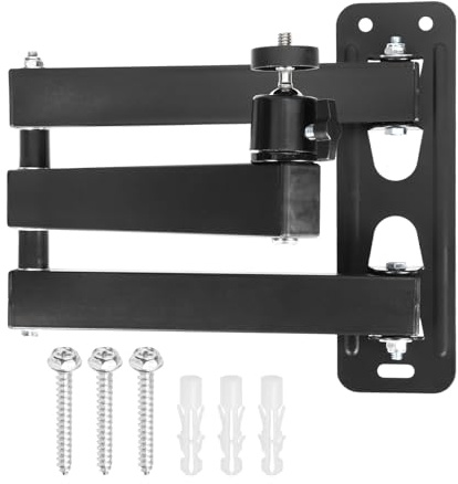 sourcing map Foldable Projector Wall Mount, Adjustable Three-Arm Dual-Axis Stand Holder with 360° Rotating Gimbal 20+20cm for 1/4 Screw for Indoor Home Office Projector Installation, Black